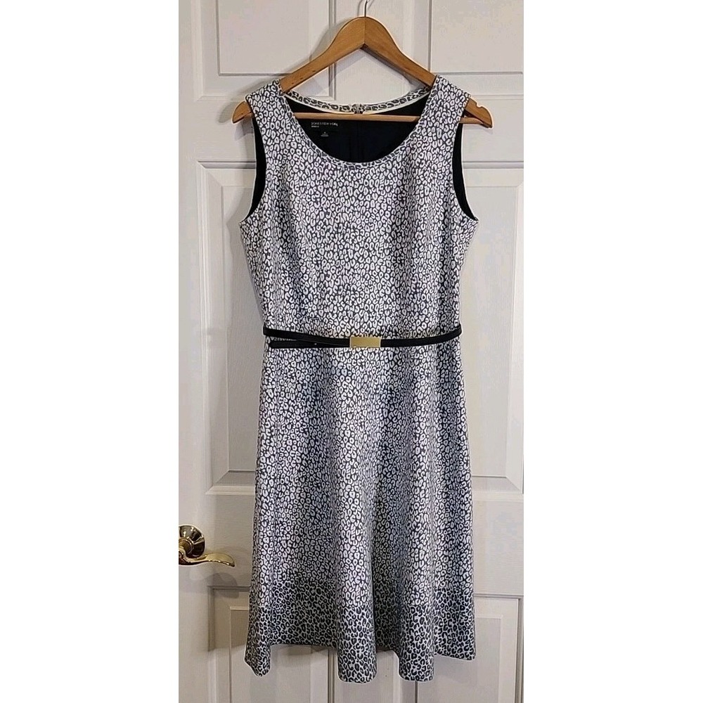 Jones New York Light Blue Leopard Print‎ Sleeveless Dress Size 8 Summer Wedding